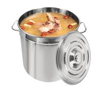 Olla de acero inoxidable de 50 l con tapa, gran capacidad para sopas, ollas de acero inoxidable para gas, olla de camping, olla de acero inoxidable, olla para guisar y asar, color plateado