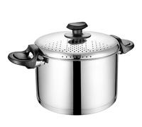 Olla De Acero Inoxidable Para Pasta Y Arroz Con Tapa Coladora - 4 Litros | Olla Vaporera Con Base SAS Para Arroz, Fideos Y Verduras | Asas Con Sistema De Bloqueo | Base Apta Para Inducción