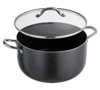Olla de aluminio, 11.4 litros, con revestimiento cerámico antiadherente, tapa de vidrio, libre de PFOA y PFAS, compatible con cocinas a gas, inducción y eléctricas, ideal para sopas, guisos y pasta