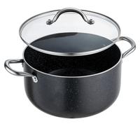 Olla de aluminio, 7.6 litros, con revestimiento cerámico antiadherente, tapa de vidrio, libre de PFOA y PFAS, compatible con cocinas a gas, inducción y eléctricas, ideal para sopas, guisos y pasta