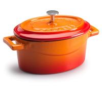 Olla de cocción lenta Agnelli Slowcook, modelo ovalado con 2 asas, de hierro fundido, con capacidad de 4.8 litros