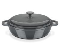 Olla de cocción lenta de hierro fundido GSW, color Grey Shadow, 30 cm / 4,5 litros. Fabricada en hierro fundido, con tapa, dimensiones aproximadas: 30 cm de diámetro x 9,0 cm de altura