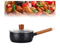 Olla de cocina japonesa, olla multifuncional martillada con mango de madera, olla de fusión con agujeros desviadores de doble cara para uso de gas e inducción