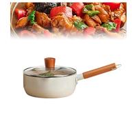 Olla de cocina japonesa, olla multifuncional martillada con mango de madera, olla de fusión con agujeros desviadores de doble cara para uso de gas e inducción