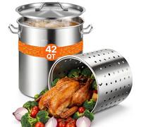 Olla de cocina VEVOR de 39,7 litros, acero inoxidable, 350 x 410 mm. Olla grande para sopas con colador, ideal para espárragos, salsas, etc. Olla de cocina práctica para grandes cantidades de ingredie