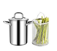 Olla de espárragos, vaporizador de espárragos, olla de vapor de acero inoxidable de 4 litros con colador para espaguetis, sartén de aceite para papas fritas