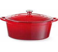 Olla de hierro fundido esmaltada, 6,88 litros, color rojo, 405 x 255 x (alto) 134 mm