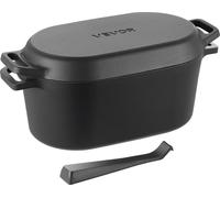 Olla de hierro fundido esmaltado VEVOR, de 3,31 litros, ideal para hornear pan de masa madre. Olla robusta con tapa y asas, apta para temperaturas de hasta 260 °C. Perfecta para cocinar, guisar y asar