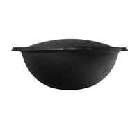 Olla de hierro fundido Kasan de 10 litros, redonda, modelo NAMANGAN, con tapa-parrilla. Ideal para camping, como olla para barbacoa, para cocinar al estilo asiático (tipo wok) y para uso en exteriores