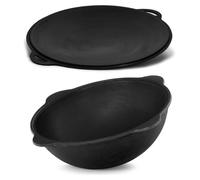 Olla de hierro fundido Kasan de 12 litros, modelo NAMANGAN, con tapa y plancha para parrilla. Olla para camping, kasan, sartén tipo "sac", sartén "sadge", sartén "saj", caldera. Ideal para camping, ba