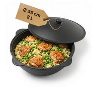 Olla de hierro fundido NAMANGAN, 8 litros, con tapa de aluminio. Olla, wok, cacerola, apta para camping, para cocinar sobre fuego, para barbacoa, estilo asiático