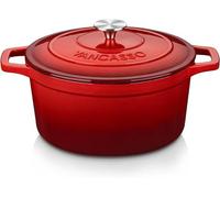 Olla de hierro fundido para hornear, 5L, diámetro 26cm. Recubrimiento esmaltado. Olla de hierro fundido para hornear pan, cacerola, sartén de hierro fundido. Apta para todo tipo de cocinas, incluyendo
