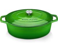 Olla de hierro fundido para hornear pan, 8L, diámetro 37cm, olla esmaltada, olla para estofar apta para inducción, bandeja para asar oval con tapa, cacerola, bandeja para asar de hierro fundido para c