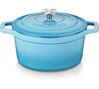 Olla de hierro fundido Silecomplaza Gusseisen, 6 litros. Sartén de hierro fundido con tapa, diámetro 28 cm. Olla grande de esmalte, apta para inducción. Olla para estofar, cacerola, sartén de hierro f