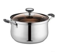 Olla de sopa resistente de acero inoxidable 304 de 5 litros, olla de ebullición de distribución uniforme del calor para gas eléctrico, cacerola grande de 30 x 26 cm