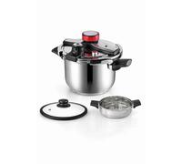 Olla exprés MR KITECHEN 2 en 1 de acero inoxidable 6L-8L-10L con vaporera - Apta para gas butano, inducción y vitrocerámica