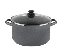 Magefesa K2 Gransasso - Olla 30cm con tapa de vidrio. Exterior gris moteado. Antiadherente bicapa reforzado efecto piedra, apta para todo tipo de cocinas, especial inducción. 50% de ahorro energético.
