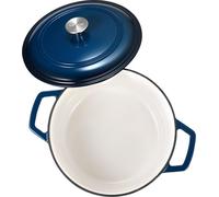 Olla holandesa de hierro fundido esmaltado, de 5.7 litros, con tapa y dos asas. Sartén de cocina resistente y duradera, compatible con horno e inducción (hasta 260°C), ideal para estofados, guisos, as