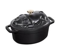 Olla ovalada con tapa para cazo en forma de cerdito, negro V 1,0 l Staub