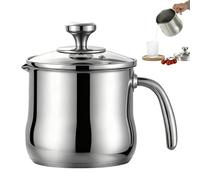 Olla para leche de 2 litros de acero inoxidable con tapa y vertedor, olla de inducción con asa, olla a fuego lento para pudin, para baño de agua, olla para fundir gas y todo tipo de fuegos