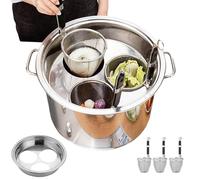 Olla para pasta de acero inoxidable - Vaporera de espagueti de 35 x 21 cm con cesta integrada, utensilios de cocina de acero inoxidable pulido con control de calor, para la cocina