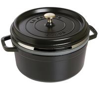 Olla redonda, negro O 26 cm con vaporera Staub