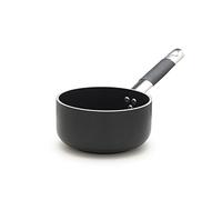 Ollas Agnelli Alblack Alta Cazuela, de Aluminio, de Espesor 5 mm, Fondo de inducción de 10 mm, con Mango Tubular de Acero Inoxidable Fresco, Negro, 16 cm