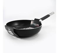 Ollas Agnelli Alblack avellanado Pan de Alta, de Aluminio, de Espesor 3 mm, 8 mm Fondo de inducción, con Mango Tubular de Acero Inoxidable Fresco, Negro, 24 cm