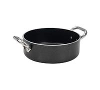 Ollas Agnelli Alblack Baja Cazuela, de Aluminio, de Espesor 5 mm, con 2 Asas en Acero Inoxidable, Negro, 6,4 litros