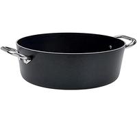 Ollas Agnelli Alblack Cazuela Alta de Aluminio, Espesor de 3 mm, con 2 Asas en Acero Inoxidable, Negro, 20 cm
