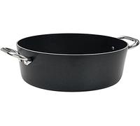 Ollas Agnelli Alblack Cazuela Alta de Aluminio, Espesor de 3 mm, con 2 Asas en Acero Inoxidable, Negro, 32 cm