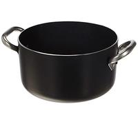 Ollas Agnelli Alblack Cazuela Alta de Aluminio, Espesor de 3 mm, con 2 Asas en Acero Inoxidable, Negro, 24 cm