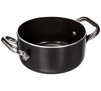 Ollas Agnelli Alblack Cazuela Alta de Aluminio, Espesor de 3 mm, con 2 Asas en Acero Inoxidable, Negro, 16 cm