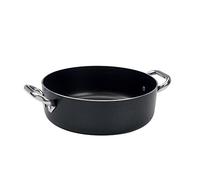 Ollas Agnelli Alblack Cazuela Baja de Aluminio, Espesor de 3 mm, con 2 Asas en Acero Inoxidable, Negro, 28 cm