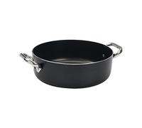 Ollas Agnelli Alblack Cazuela Baja de Aluminio, Espesor de 3 mm, con 2 Asas en Acero Inoxidable, Negro, 24 cm