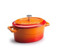 Ollas Agnelli cocción Lenta Oval Cazuela con Dos Asas, de fundición Gris, Naranja, 4,8 litros