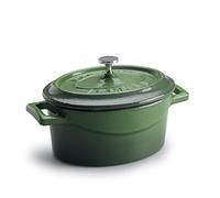 Ollas Agnelli cocción Lenta Oval Cazuela con Dos Asas, de Hierro Fundido, Verde, 0.4 litros