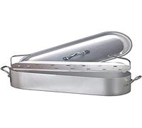 Ollas Agnelli Pesciera con Dobladillo, Cubierta y Parrilla, con 2 Asas, BLTF Aluminio, con Acabado Mate, Tipo económico, de Plata, 50 cm