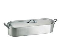 Ollas Agnelli Pesciera con Dobladillo, Cubierta y Parrilla, con 2 Asas, BLTF Aluminio, con Acabado Mate, Tipo económico, de Plata, 40 cm