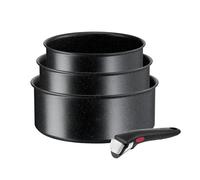 Ollas INGENIO BLACK STONE L3998902, juego de 4, negro, aluminio, Tefal