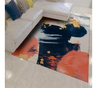 OLLIAR Home 140x200 Alfombra salón Alfombra Abstracta Moderna contemporánea Pinceladas Lavables alfombras Antideslizantes Pelo bajo Entrada Cocina lavandería
