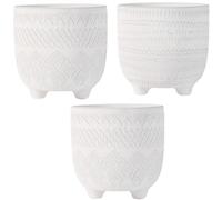 Olly & Rose Andaluz - Juego de macetas de cerámica de 3 a 11,5 cm, color blanco con patrón grabado, macetas pequeñas para exteriores e interiores, macetas para cactus y suculentas, macetas blancas