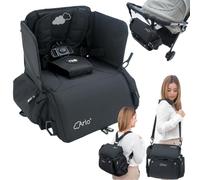 Olmitos - Asiento Elevador Arlo de NIU, ultra ligero multifunción - Bolso para Silla de pasaeo - Mochila de viaje - Elevador con cambiador y bolsillo térmico (Negro)