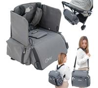 Olmitos - Asiento Elevador Arlo de NIU, ultra ligero multifunción - Bolso para Silla de pasaeo - Mochila de viaje - Elevador con cambiador y bolsillo térmico (Gris)
