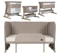 Olmitos - Cuna Bebe multifunción Colecho 4 en 1 Cama Infantil SOMNI evolutiva - Minicuna Convertible y Parque de Juegos 2 Niveles - Sofa Infantil Colchón viscoelástico 15cm con Barrera (Beige)