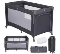 Olmitos - Cuna de Viaje Colecho 3 en 1 Trend Cun con Mosquitera 0-3 años (0-15kg) Plegable, Ligera, Doble Altura, Lateral Abatible, Parque de Juegos y Bolsa de Transporte (Gris Oscuro)
