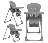Olmitos Trona bebe multi posición ligera- Ajuste de altura y reclinable - Doble bandeja extraíble 3 posiciones - Funda de Polipiel Acolchada fácil limpieza- Arnés 5 Puntos hasta 3 años Gray