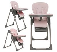 Olmitos Trona bebe multi posición ligera- Ajuste de altura y reclinable - Doble bandeja extraíble 3 posiciones - Funda de Polipiel Acolchada fácil limpieza- Arnés 5 Puntos hasta 3 años Pink