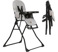 Olmitos - Trona para Bebé Plegable Ligera y Ultracompacta MINNA - Trona portátil de viaje 4.9kg ergonómica con Funda Acolchada de 6 meses a 3 años - reposapiés ajustable y Arnés 5 Puntos, Gris
