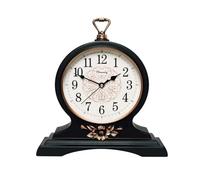 OLSKFUH Elegante Reloj De Sobremesa Silencioso De Estilo Vintage con Lente De Cristal. Ideal para La Decoración del Hogar, Chimenea, Escritorio, Oficina Y Estantería. Diseño Ate,Black